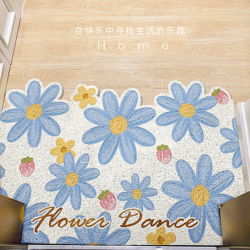 清新花朵入户门地垫门垫丝圈玄关除尘防滑大门口家用可裁剪脚垫子,淘宝优惠券,粉丝福利购,淘宝优惠卷