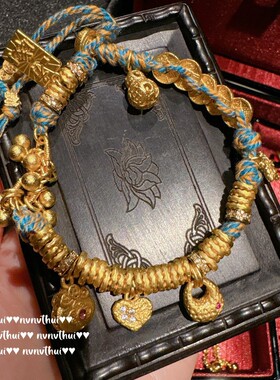 古法金色掐丝锤揲星星葫芦盘缠手串 新中式 富婆錾花葫芦多美项链