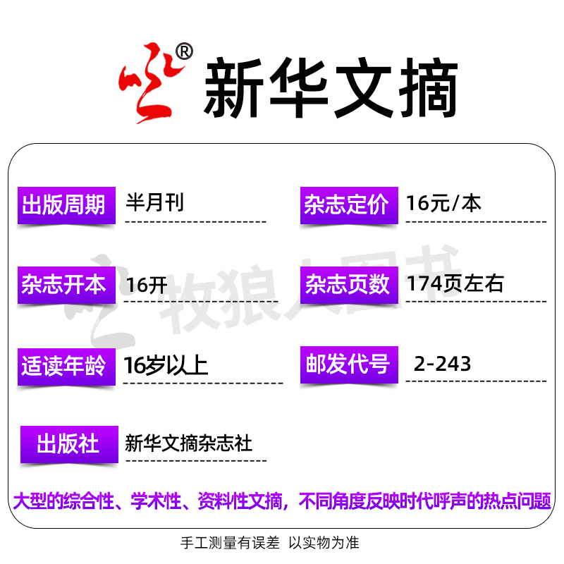 新华文摘杂志2024年3-8期（另有全年/半年订阅/2023年可选） 高考资料观察社会经济历史文学文摘大型综合社会文学文摘2022年过刊 - 图2