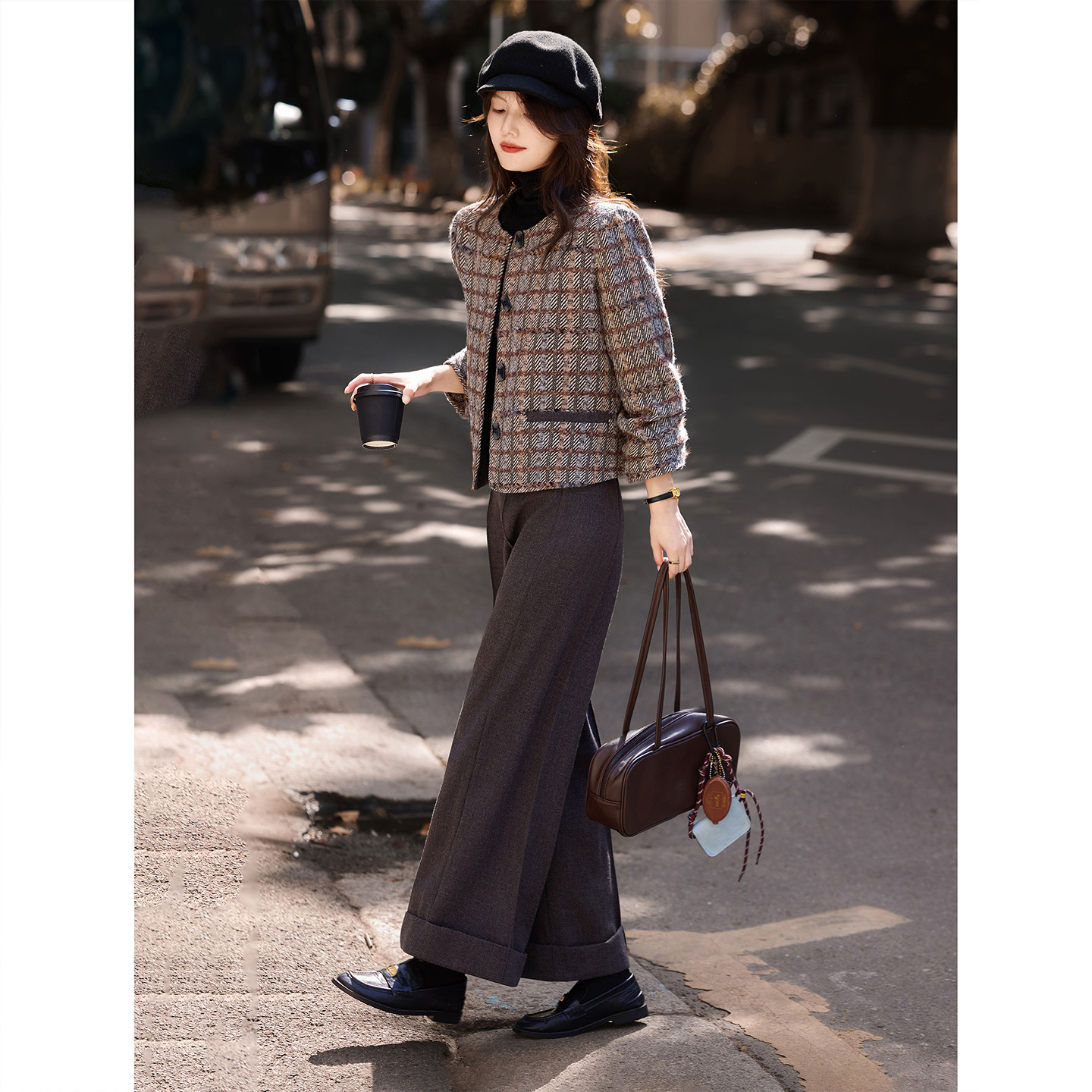 苏醒的乐园淑女毛呢大衣外套阔腿裤套装2025年冬季新款女装两件套,淘宝优惠券,粉丝福利购,淘宝优惠卷