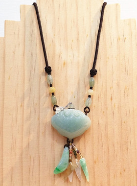 天然冰透翡翠精油项链