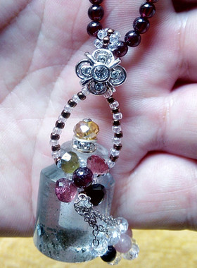 绿幽灵水晶香氛坠饰天然项链