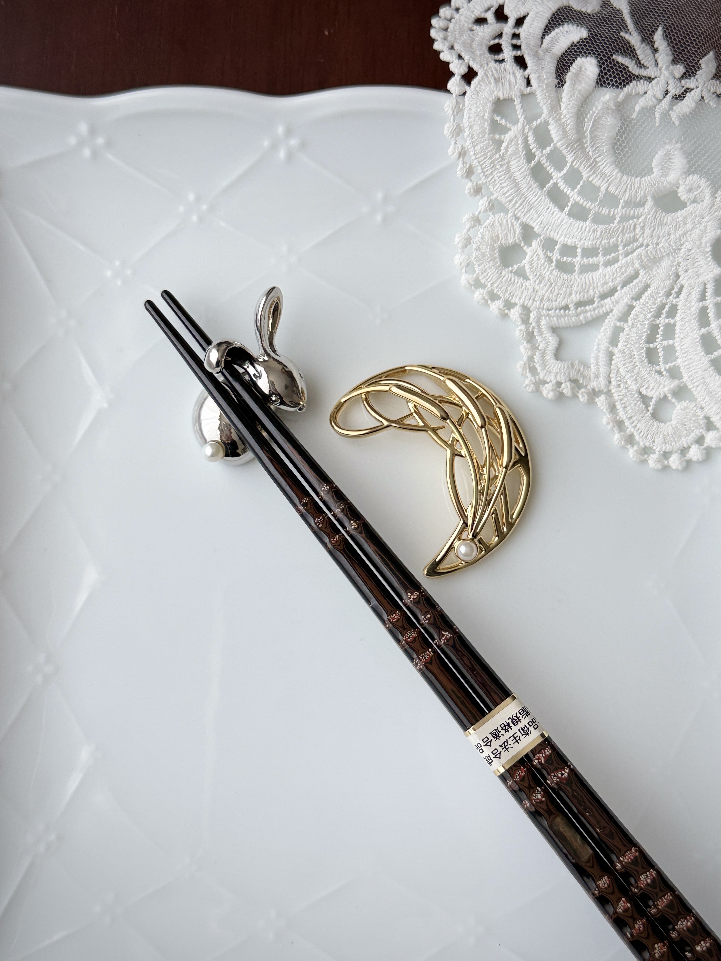 日本缘分之兔情侣筷架淡水珍珠组合筷架筷置·日本直采,淘宝优惠券,粉丝福利购,淘宝优惠卷