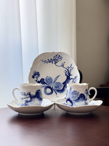 德国梅森meissen水墨兰花系列大剪裁手绘咖啡杯餐盘糖罐 - 图0