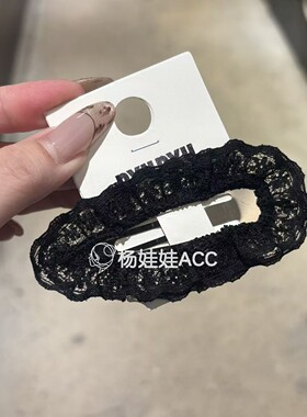 640310韩国东大门nyunyu新款高级感精致甜美蕾丝椭圆掰掰夹发夹