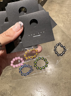 43239韩国东大门nyunyu纯色珠珠小花弹力绳戒指