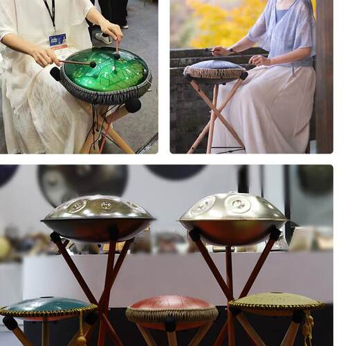 鲁儒空灵鼓13寸木支架钢舌鼓可折叠便携式手碟hangpan架子6寸鼓架 - 图0