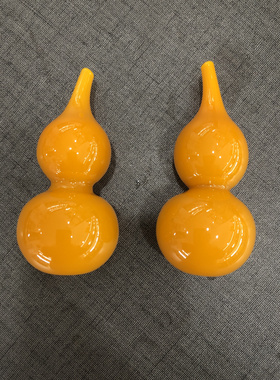 博山琉璃鸡油黄葫芦把玩件福禄伴手礼纯手工吉祥物办公桌摆件招财