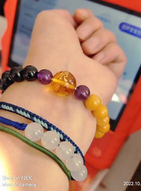 8MM橘子石乌鸦血石樱花石黄水晶紫水晶女生12生肖手链可定制