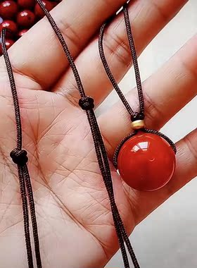 天然石材红玛瑙单珠项链补火补水