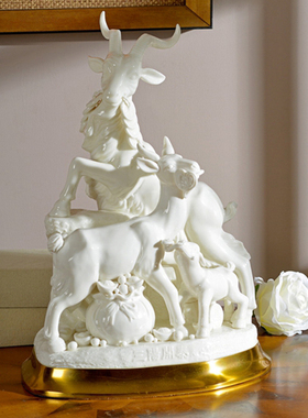 陶瓷三阳开泰别墅客厅玄关摆件