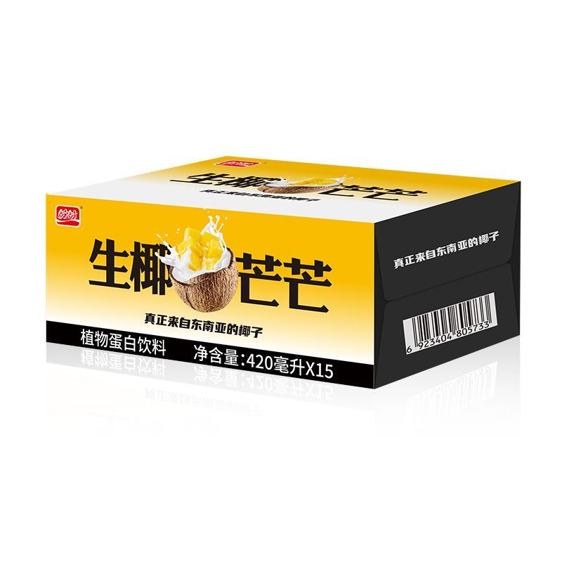 盼盼椰汁生椰芒芒椰奶生榨椰子汁芒果味即饮椰子饮料420ml*15瓶装 - 图2