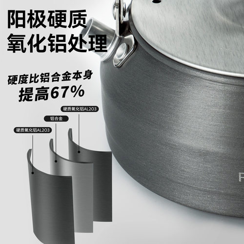 火枫烧水壶户外铝合金0.5L便携式卡式炉露营咖啡壶主厨T2/T4茶壶 - 图0