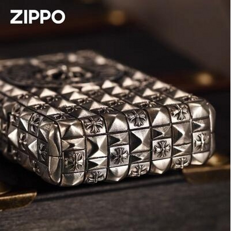 zippo打火机正品原装 银色贴章重甲十字花 个性男士煤油防风礼物,淘宝优惠券,粉丝福利购,淘宝优惠卷