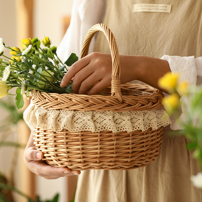 柳编零食杂物桌面化妆品田园布艺盒收纳筐藤编储物篮网红新品ins,淘宝优惠券,粉丝福利购,淘宝优惠卷