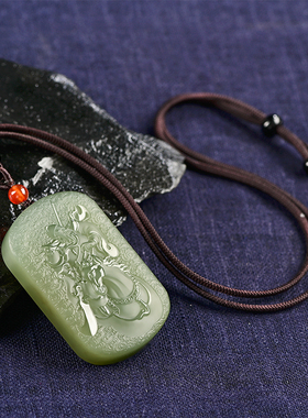 天然新疆和田玉关羽关公个性吊坠