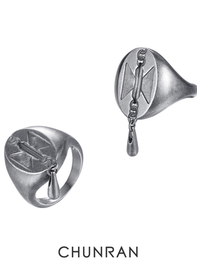 原创荆棘指环个性水滴印章戒指