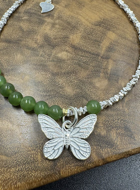 2025款天然和田玉碧玉苹果绿小米珠搭配S925碎碎银手链一物一图