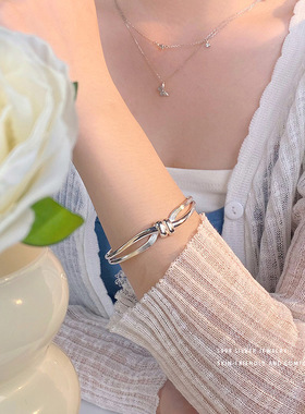 S999足银简约结绳手镯女高级感小众设计感新款手链手饰品