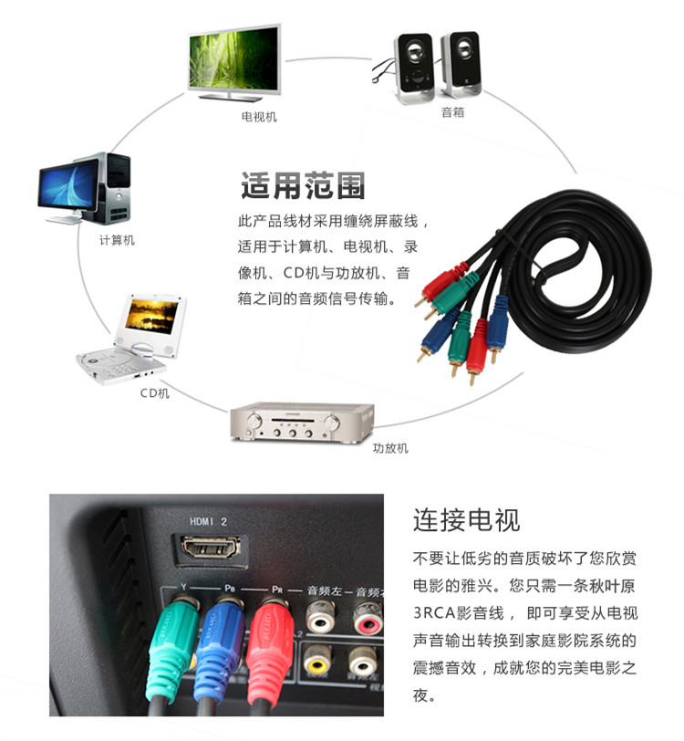 / Q762色差线AV线机顶盒接DVD电视高清视频线分量线 - 图1