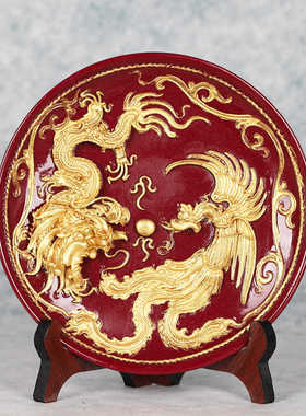 龙凤呈祥摆件玄关紫金砂