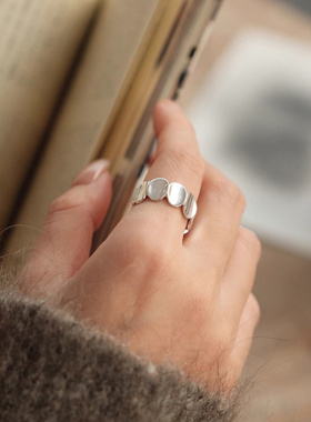 鱼鳞亮片开口戒指小众设计感几何