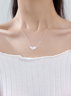 S999纯银足银项链中国风甜美温柔花朵吊坠设计感小众气质项链饰品