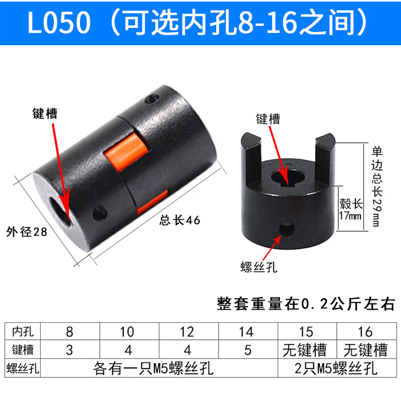 L型爪式联轴器 梅花联轴器 伺服电机联轴器 星型联轴器 大扭矩 - 图0