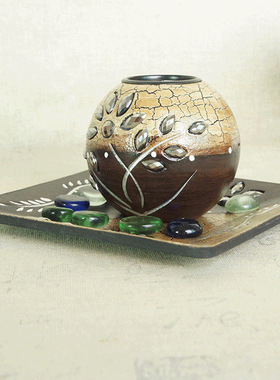 复古蜡烛花盆水晶球咖啡厅摆件