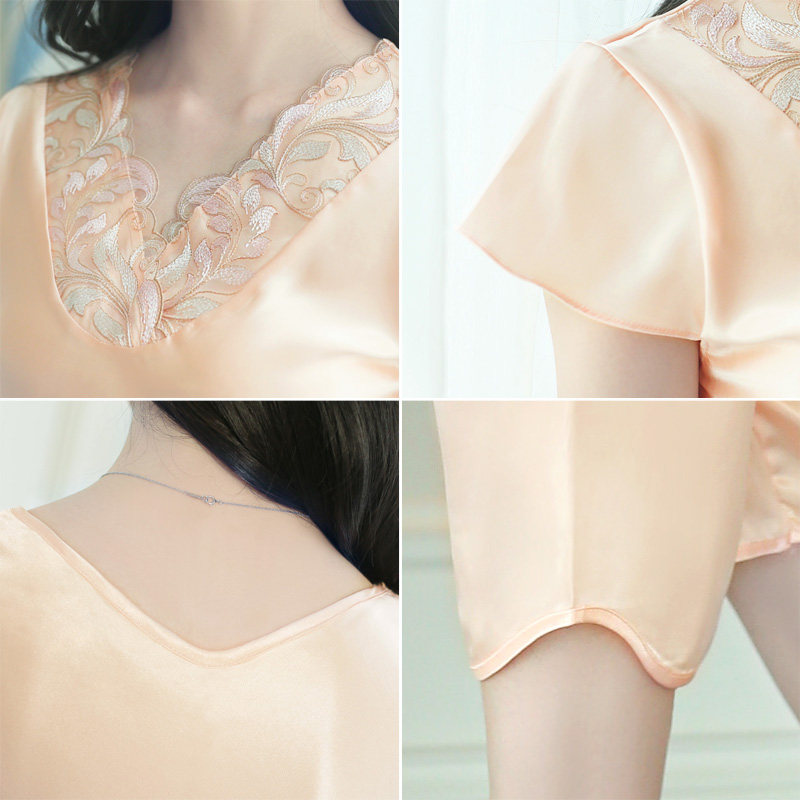 夏季短袖冰丝绸两件套性感韩版睡衣 铃兰花亭睡衣/家居服套装