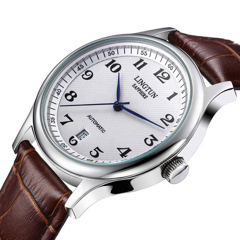 灵豚防水全自动男士真皮带机械表 灵豚手表国产腕表