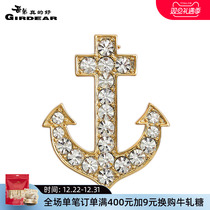 Brother really good minimalist elegant and elegant inlaid drilling boat anchor brooch pin A900152