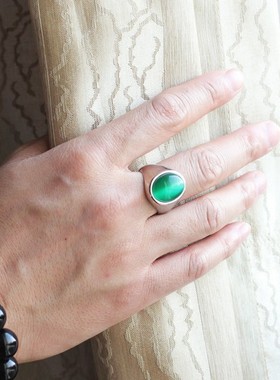 韩版戒指男士霸气钛钢猫眼石