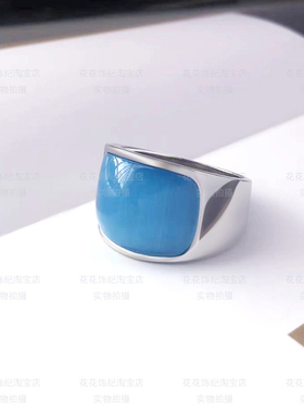 不掉色礼物猫眼石戒子钛钢欧美