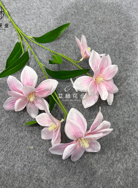 5头双瓣玉兰仿真花婚庆摆件