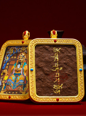 藏式手绘唐卡吊坠五台山五爷扎基拉姆绿度母黄铜擦擦立体唐卡项链