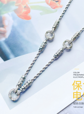 泰国佛牌麻花微镶钻挂链