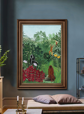 美式卢梭名画玄关装饰画