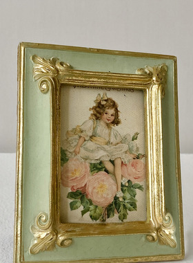 可爱法式女孩金色浮雕树脂