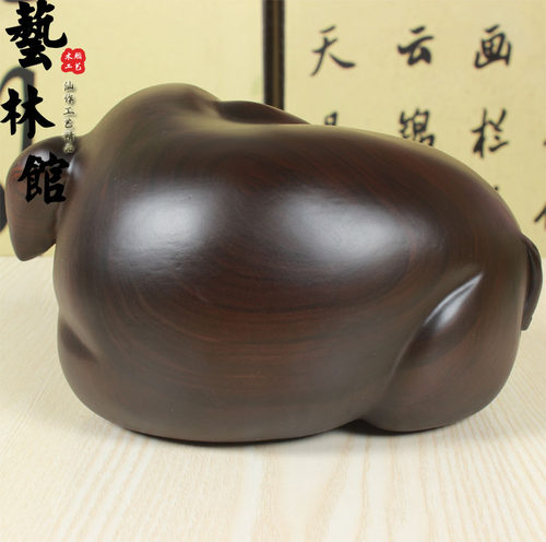 黑檀实木雕刻招财猪发财小猪十二生肖动物红木家居工艺品摆件礼品 - 图2