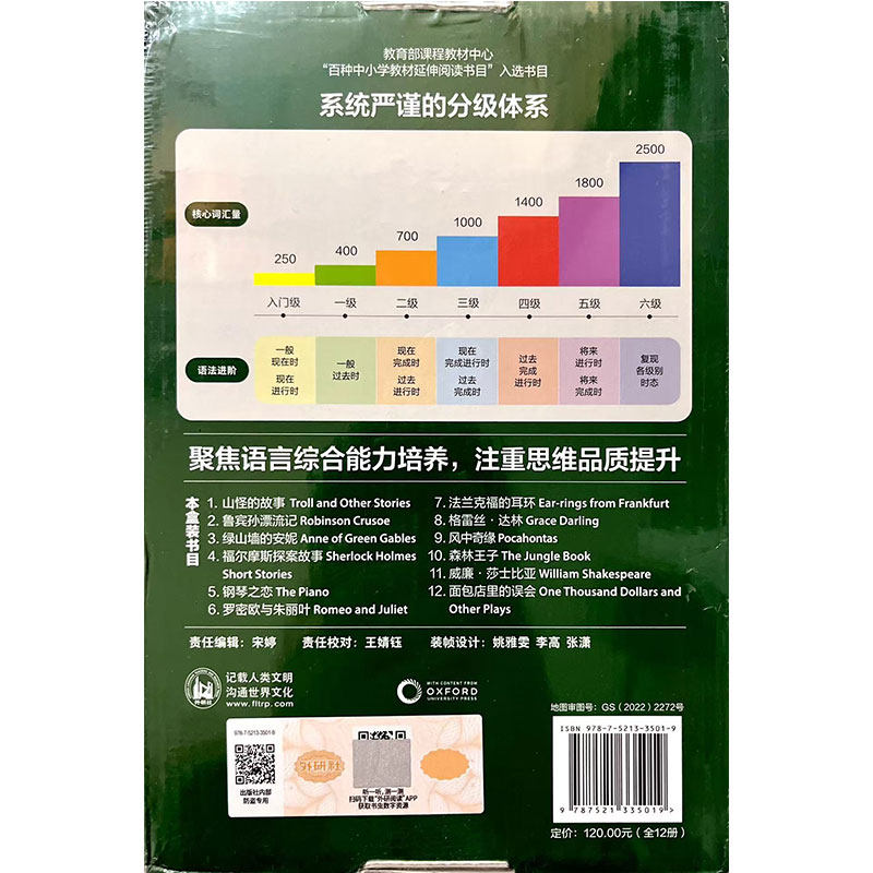 2022书虫.牛津英汉双语读物升级版11本/套二级2书虫英语阅读适合初二初三年级课外初中英语阅读绿山墙的安妮鲁滨孙漂流记莎士比亚