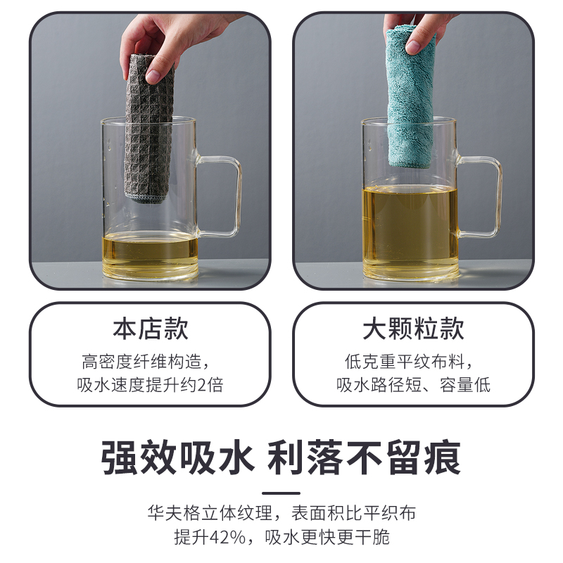奶茶店专用抹布方巾吧台毛巾吸水不掉毛厨房餐厅餐饮白色咖啡商用 - 图0