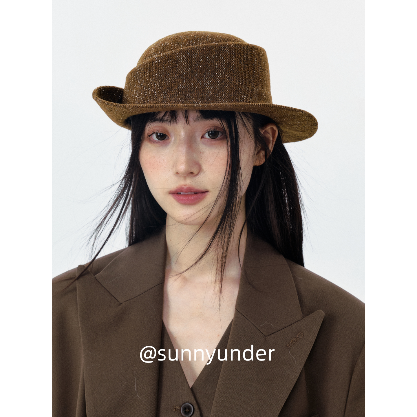 复古咖啡色翘沿马术帽女春秋冬韩版日系百搭显脸小度假礼帽潮ins