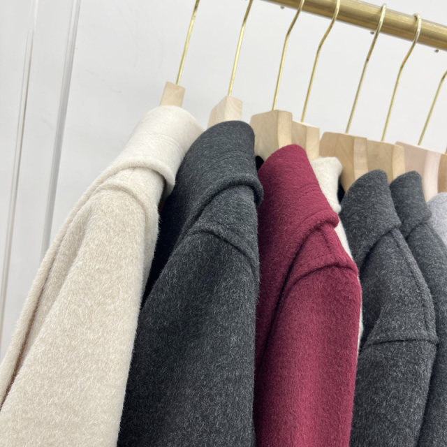 高级感双面羊毛呢大衣女气质中长款外套2025年冬季新款绑带上衣