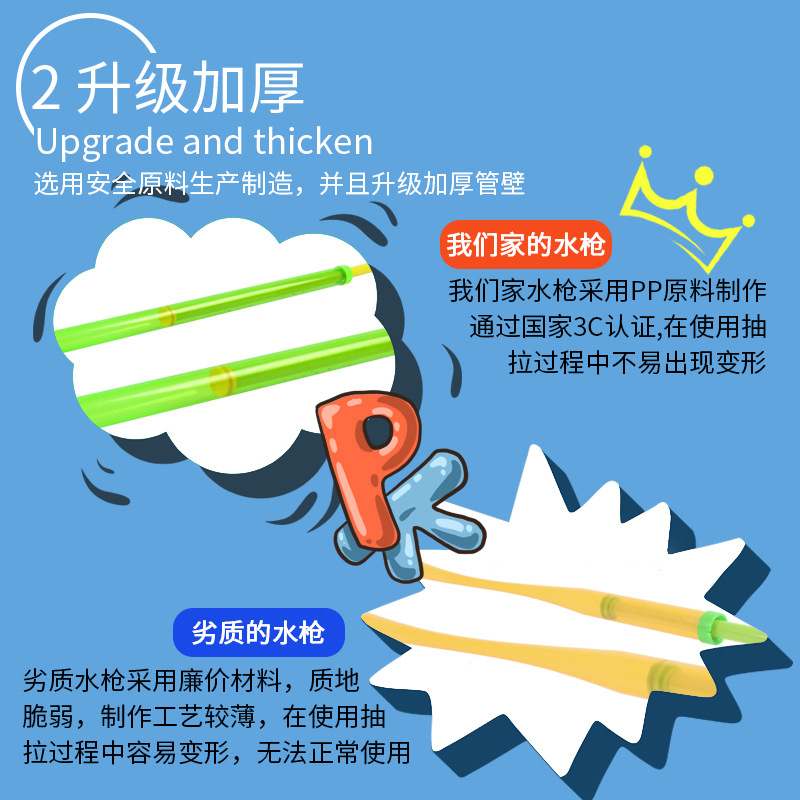 儿童玩具抽拉式水枪多孔水炮 漂流戏水沙滩地摊玩具 儿童水枪玩具 - 图1