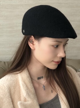 复古前进帽女显脸小秋冬纯色百搭感文艺报童帽反戴鸭舌贝雷帽