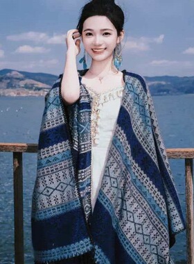 2026新款波西米亚马海毛民族风披肩外搭川西草原云南旅游拍照斗篷