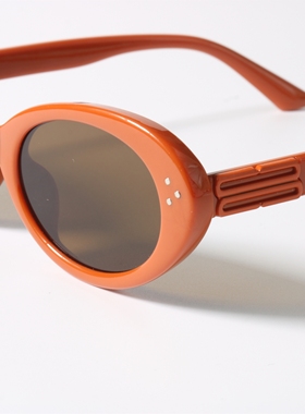 港风复古猫眼UV400近视橘红墨镜