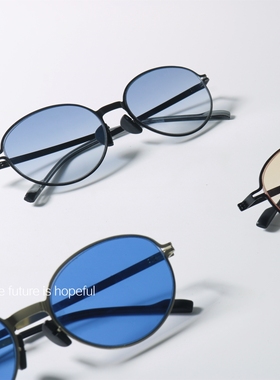 超薄超轻UV400椭圆形小众墨镜