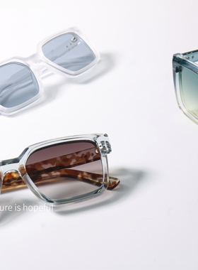 简约风格方形质感UV400渐变墨镜